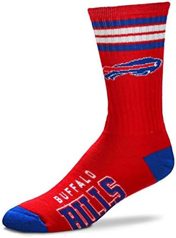 Мъжки чорапи Deuce Crew за galina краката NFL с обратната страна на 4 ленти, мъжки Големи 10-13 (Buffalo Bills)