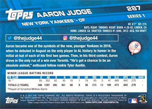 2017 Topps Baseball #287 Карта начинаещ Аарон Джаджа