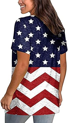Дамска Тениска с Американския Флаг, Тениска, Патриотическая Туника САЩ с Къс Ръкав, Лятна Блуза, Блузи, Ежедневни