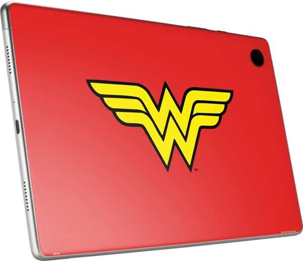 Стикер на таблет Skinit, съвместима с Samsung Galaxy Tab A8 10.5 (2022) - Официално Лицензиран дизайн на лого Warner Bros Wonder Woman