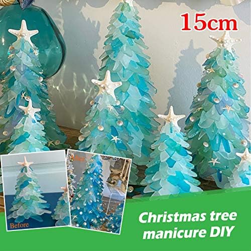 Zewuai Коледно Дърво от океанския кристал смола, Красива Зелена Коледна Елха, Творческа Уникална Коледна Украса във формата на миди, Специална коледна украса-Доставк?