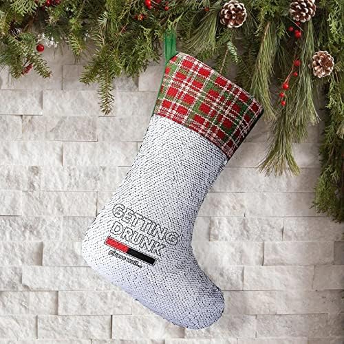 Напиваюсь. Моля, Изчакайте Коледни Чорапи С Пайети, Украси за Коледната Елха, монтиран на стената Окачен Украшение