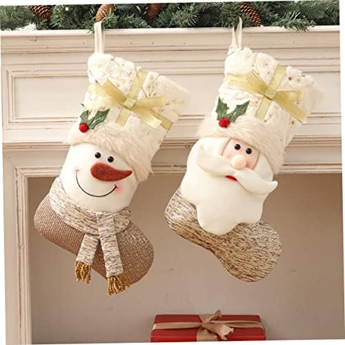 jojofuny Коледни Чорапи с Орнаменти на Дядо Коледа, Декор, Чорапи на Дядо Коледа за Деца, Коледни Торбички за Подаръци, Аксесоари за Коледното парти, Семейни Чорапи, Кол?