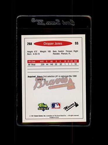 Бейзболна картичка 1991 Classic Best 268 Чиппер Джоунс Мэйкон Брейвз МЕЙДЖЪР лийг бейзбол, NM-MT