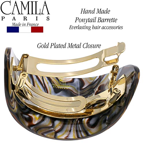 Camila Paris CP2982 Френска Шнола за Коса, Държач за коса Конска опашка за Тънки Дълги косми, Оникс, ръчно изработени,