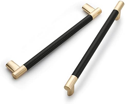 ROMATEE Черно-Златни Дръжки за кухненски шкаф, 2, 7 Инча (177 мм), Дръжка за шкаф с накаткой от матово Злато,