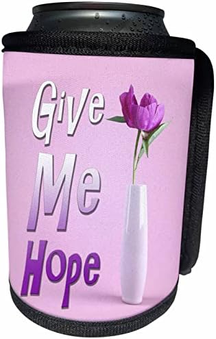 Триизмерно изображение на думи Дай ми надежда в розово-лилава обертке за бутилки-хладилник във формата на цвете