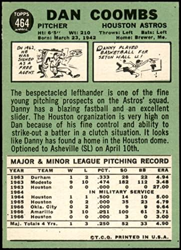 1967 Topps # 464 Дан Coombs Хюстън Астрос (Бейзболна картичка), БИВШ+ Астрос