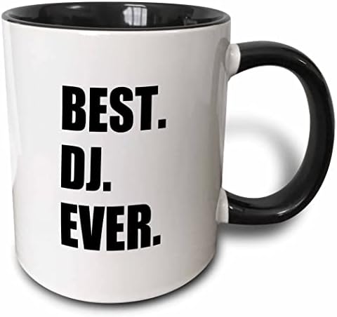 3dRose най-Добрия ди-джей в историята на Подаръци Забавни Job Гордост За музикален dj - два цвята Черна чаша,