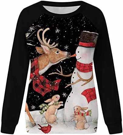 Fragarn Женска Риза с копчета и Дълъг Ръкав, Дамска Мода За Почивка, Коледен Пуловер С кръгло деколте и Дълги