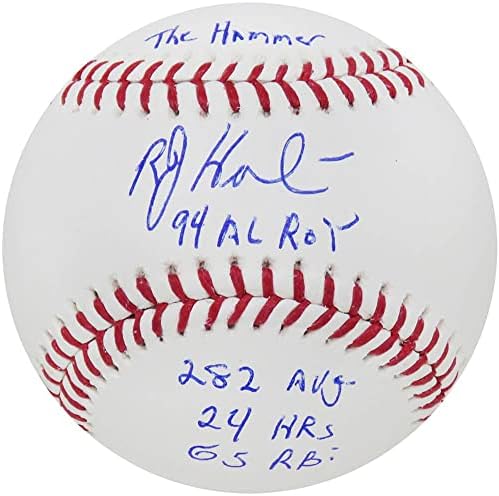 Боб Хэмелин подписа Официален бейзболен мач Роулингс МЕЙДЖЪР лийг бейзбол с 94 ЭЛОМ РОЯК.282 средно за 24 часа,