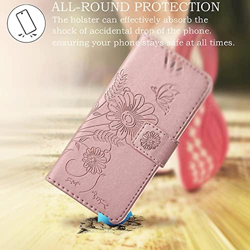 Чанта-портфейл kazineer от естествена кожа, калъф за телефон Xiaomi Poco M3 Pro 5G/Xiaomi Redmi Note 10 5G, с отделения за карти с RFID заключване (Розово злато)
