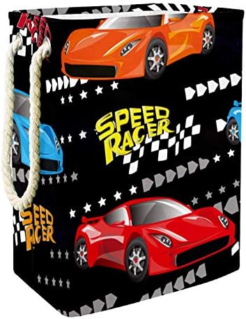 Кошница за дрехи MAPOLO Cartoony Кола Speed Racer Сгъваема Кошница за съхранение на бельо с Дръжки Подвижни
