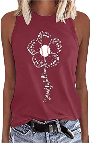 Дамски Сладки Бейзболни Тениски с Графичен Дизайн, Ежедневни Летни Тениски на Бретелях Без ръкави, с кръгло деколте и Блузи