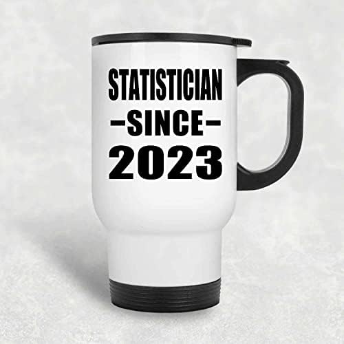 Designsify Статистики От 2023 г., Бяла Пътна 14 унция Чаша От Неръждаема Стомана, Изолиран Чаша, Подаръци за