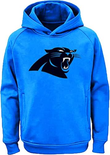 Пуловер с логото на младежкия отбор от NFL Outerstuff Color Performance Primary Hoody с качулка (18-20, Каролина