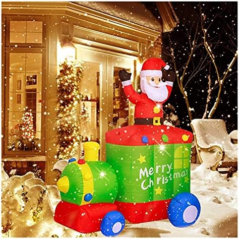 PIFUDE Father Christmas Коледна Надуваем Дядо Коледа с играчки влакчета, Коледна Украса за Улицата, Градински
