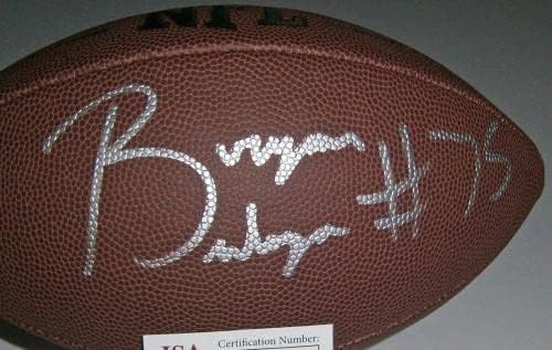 ПАКЕТИРАНЕ на Брайън Булаги подписаха Duke Реплика футбол с автограф на #75 AUTO JSA - Футболни топки с автографи