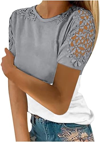 Женска тениска на лятото 2023, Всекидневни, Завързана Пуловер с кръгло деколте и изрези, Блуза за Отслабване,