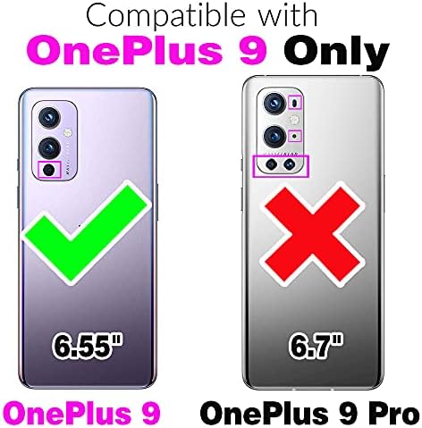 Asuwish е съвместим с OnePlus 9 OnePlus9 чанта-портфейл 5G и защитно фолио за екран от закалено стъкло, флип-надолу
