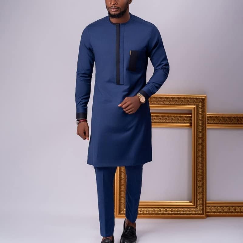 Африкански Комплект Дашики Топ Панталони Комплект Дрехи от 2 теми Традиционна Африканска Облекло за Мъже Casual за Мъже В Етнически Стил
