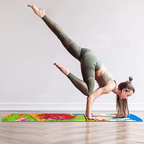 Дебел нескользящий постелката за йога и Фитнес 1/4 с принтом Динозавър за практикуване на Йога, Пилатес и фитнес на пода (61x183 см)