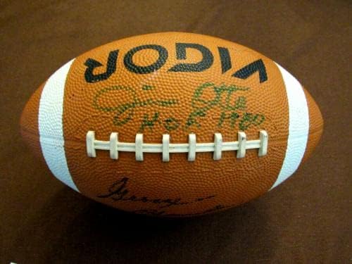 Джордж Бланда Джим Ото Sbc Oakland Raiders Hof Автографированный Ретро Футболна топка Jsa - Футболни топки С