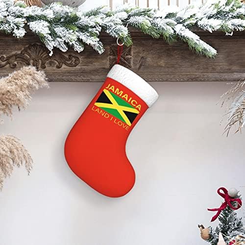 QG ZZX Ямайски Земята Обичам Ямайски Флаг Коледен Отглеждане на Коледни Чорапи, Окачен Чорап За Камина 18 Инча