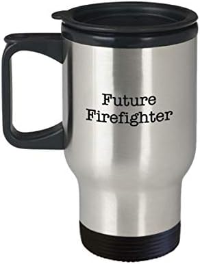 Подаръци на бала за мъже и Жени - Бъдещето на Пожарникар - Забавно и Саркастичная Пътна Чаша с Изолация за Син,