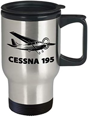 Забавна Пътна Чаша Cessna 195 Уникален Чаша за Пилот на Самолет Cessna Авиаторски Мъжки Бяла Неръждаема Стомана