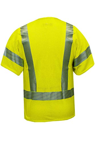 Националната дрехи за сигурност V00HA3VXL Огнеупорна Мрежест жилетка за безопасност Hi-Vis, клас 3, X-Large, Флуоресцентно жълто