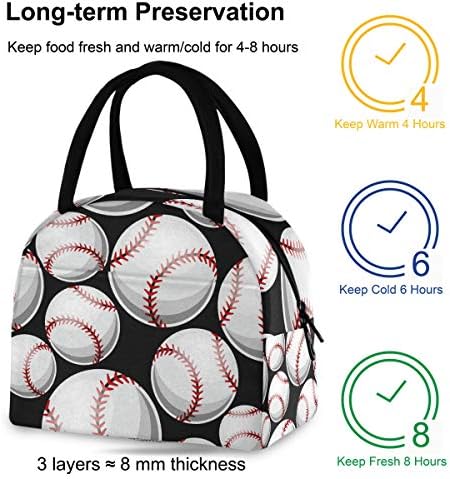 Случайна чанта за обяд Дамски - Бейзболна Софтбольная Графика Голяма Запечатани Чанта за Обяд с плечевыми ремъци за работа за Мъже