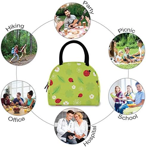 Случайна чанта за обяд Дамски - Бръмбари Ladybugs Scarab Голяма Запечатани Чанта-Тоут за Обяд с плечевыми ремъци за работа Възрастни