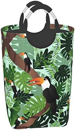 Тропически Листа Птица 50л Квадратна Чанта За Съхранение на Мръсни Дрехи Сгъваема /С дръжка За Носене/ Подходящ