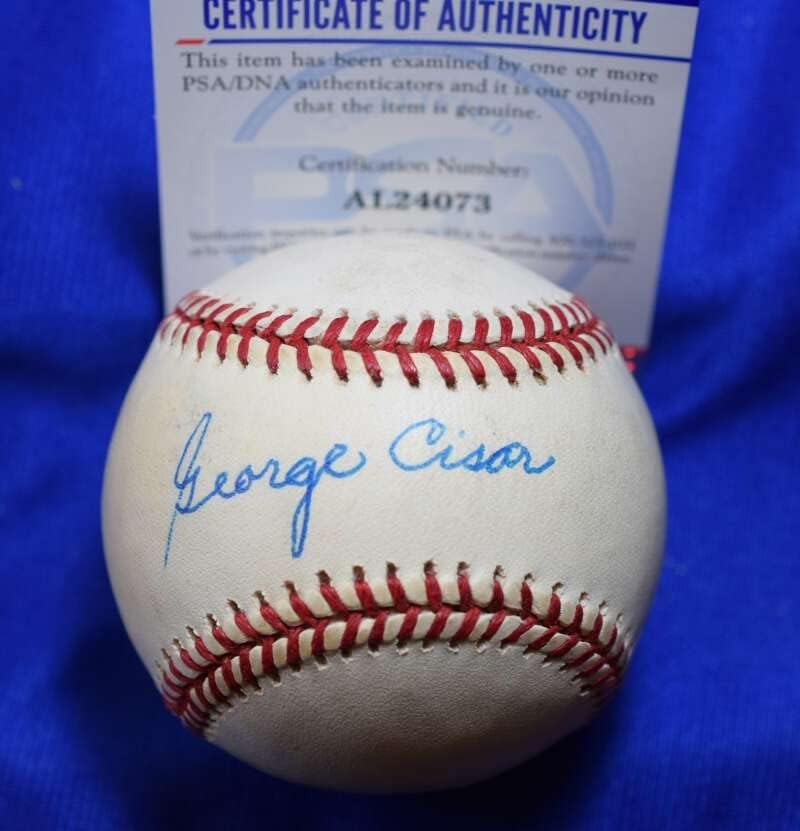 Джордж Сисар PSA ДНК Coa Автограф на Националната лийг Бейзбол с автограф ONL