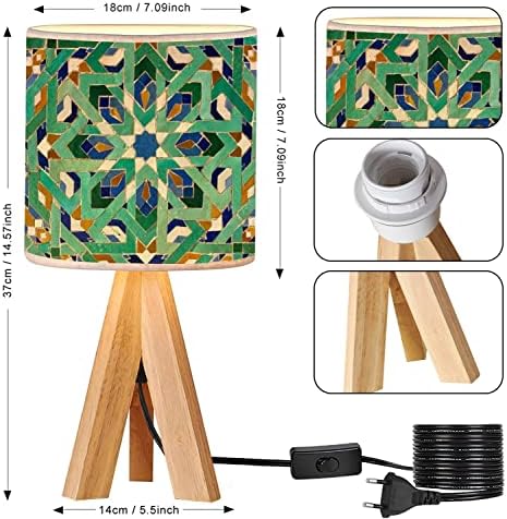 Малка странична Маса-Статив Настолна Лампа Мавритански Мозайка Дървена Нощно Шкафче Лампа с Абажуром от плащаницата