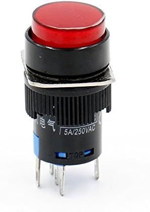 Baomain 5/8 16 мм Бутон Превключвател С поемането на Кръгла Капачка Led Лампа Червена Светлина DC 24 В SPDT 5 Пин 3 опаковане.
