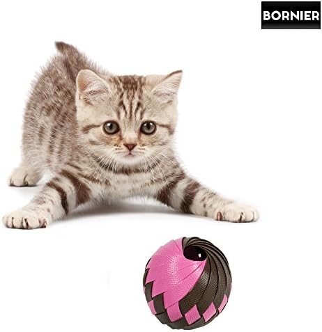 Играчка за котки BORNIER диаметър от 1,97 до 2.4, топката с тъкани каишка (идва с кърпа за почистване от микрофибър