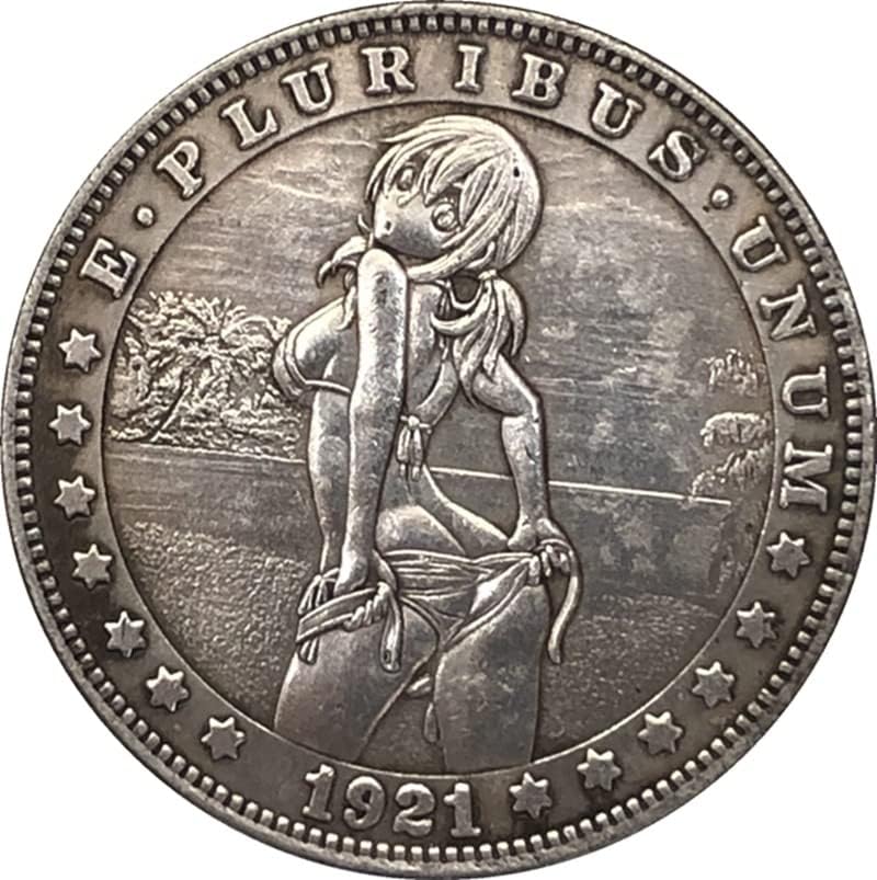 QINGFENG 38 ММ Антични Сребро Доларова Монета Американски Морган Скитник Монета 1921D Занаят 73