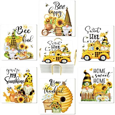 Cunhill Комплект от 6 Квадратни Керамични каботажните за пчелите 4 x 4 Инча, Подложки за Пчелните Джуджета,