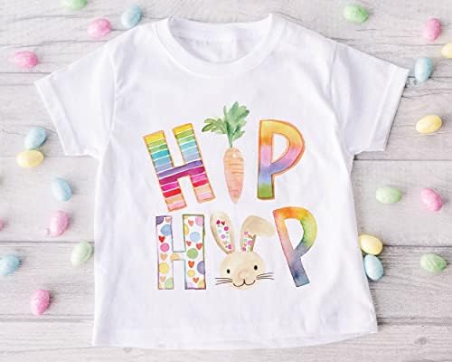 Хип-Хоп Великден Бъни Тениска За Момичета Великден Бъни Великден Ризи Детски Чай На Бебето, Великденски Риза