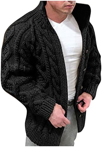 DuDubaby Вязаный Пуловер за мъжете в европейския и Американския стил с Дълъг Ръкав и яка-часова, Всекидневни