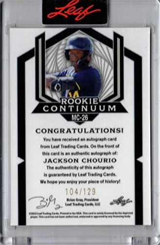 Бейзболна картичка начинаещи от ламарина 2023 Continuum MC-26 Джексън Чурио с автограф - произведени общо 129
