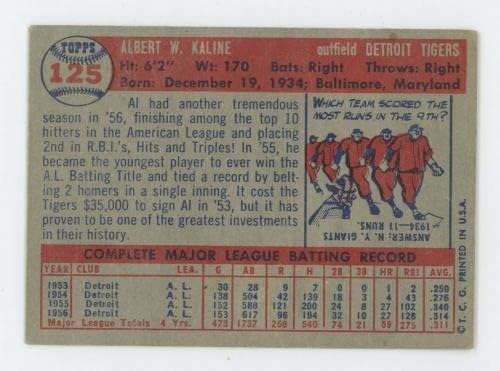 Бейзболна картичка 1957 Topps 125 Al Kaline Детройт Тайгърс Бившият бейзболни картички с надпис Slabbed