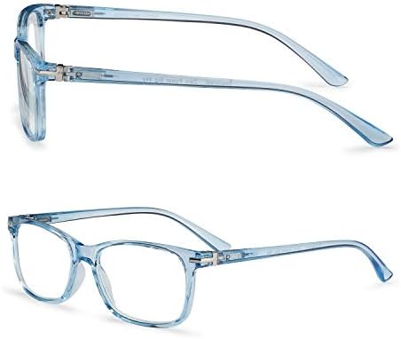 Най-разбираем очила за четене със заключващ се синя светлина (светло сини, увеличаване на 2,00) Комплект очила
