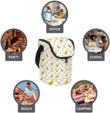 Чанта за обяд за Жени и Мъже, Изолирано Чанта-Тоут Yellow Birds Lunch Box с Регулируем пагон за Училище, на