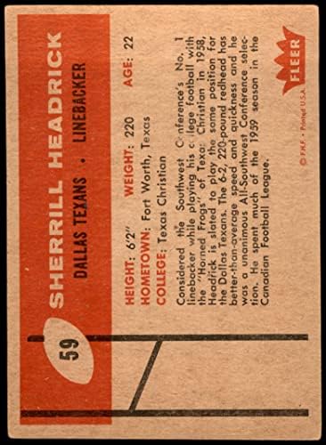 1960 Fleur 59 Шеррилл Хедрик Далас Техасанс (Шефове) (Футболна карта) VG Texans (Шефове) TCU