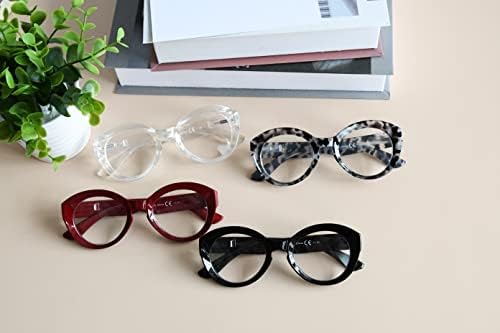 Eyekepper 4 Опаковане на Кръгли Очила За четене Стилни Дамски слънчеви Очила за четене в Голяма Рамка +3.00