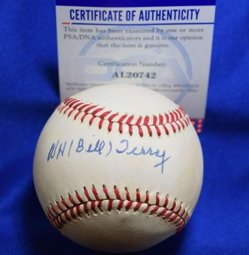 Бил Тери PSA ДНК Coa Автограф на Националната лийг Бейзбол с Автограф ONL - Бейзболни Топки С Автографи