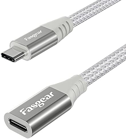 Удължител Fasgear USB C за Зарядно Magsafe 3 метра Тип C 2,0 Женски удължителен кабел за Зарядно устройство, Съвместим с i-Pad 2020, контролер PS5, ключ, Galaxy S10, A10e, Moto Z2, Pixel 5 4a и т.н